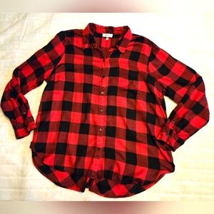 Women's Lucky Brand Red & Black Flannel with Button Back